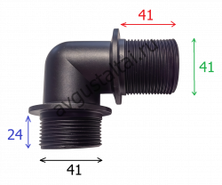 Фитинг 1 1/4" угловой Ш-Ш (удлинённый)
