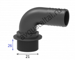 Фитинг 1/2 угловой вх/вых елочка 13мм Tecomec