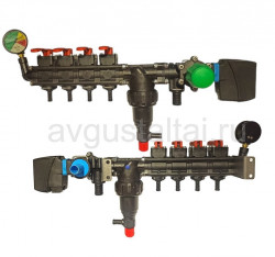 4-х секц-й регулятор давления с эл. клапаном и манометром