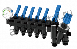 5-ти секционный регулятор давления с манометром 160л/мин косой Licheng (Китай)