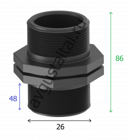 Переходник 3/4 Ш-Ш (86мм)